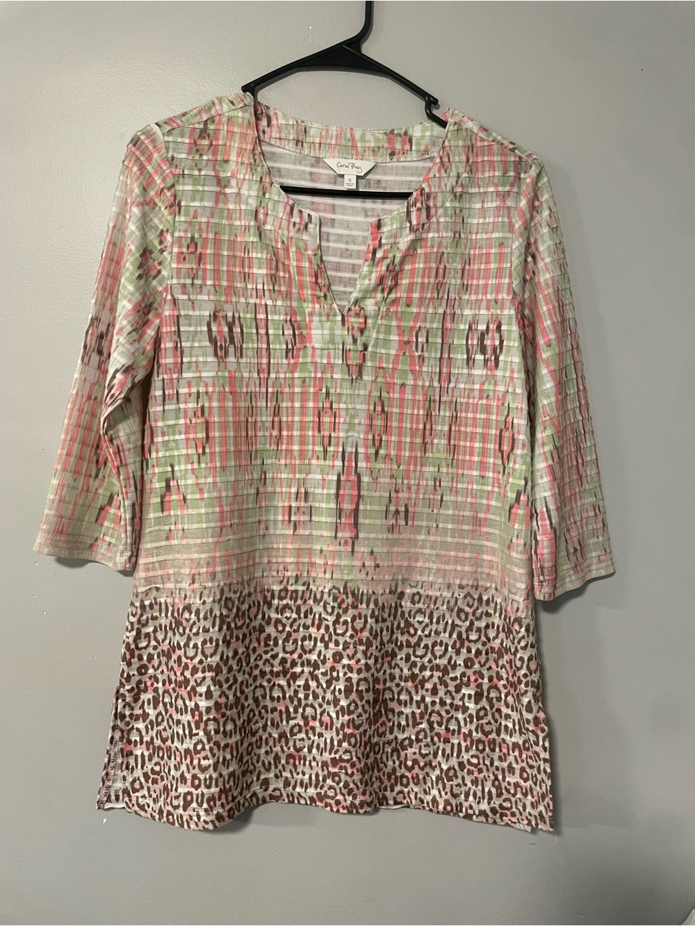 Coral Bag Colorful Abstract Leopard Tunic Top Small